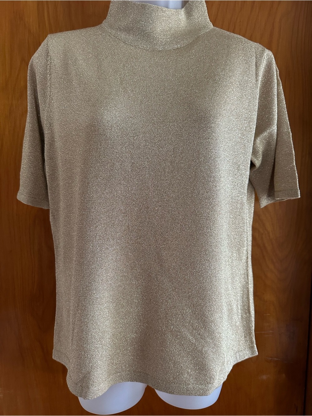 NWT Linea Louis Dell’Olio Metallic Gold Turtleneck Sweater M